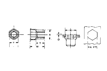 鉄 標準ヘキサート(9688タイプ)(薄平六角頭)の寸法図