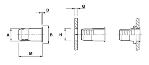 鉄 薄頭 ユーロサート(ナットサート)(0GJ08)の寸法図