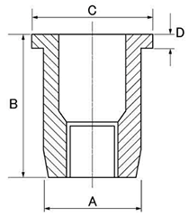 ステンレス ブラインドナット (平頭形状) SS-LM●(JET FAST品)の寸法図