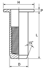 ステンレス ブラインドナット (クローズシールドタイプ /平頭) SS-CE-LM●(JET FAST品)の寸法図