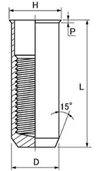 ステンレス ブラインドナット (クローズシールドタイプ /薄頭) SS-CE-SM(JET FAST品)の寸法図