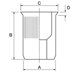 鉄 ブラインドナット ローレット形状 (皿頭形状) AVP-SM●(JET FAST品)の寸法図