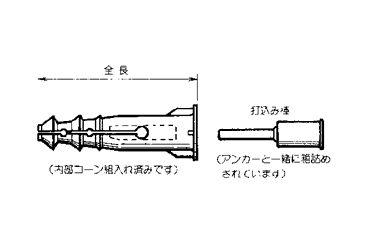 ビッグアンカー (樹脂製メネジ用)(ALC用)(グリーン色)の寸法図