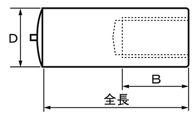軟鋼 めねじスタッド MS-TP型(外径＝10) アジア技研製の寸法図