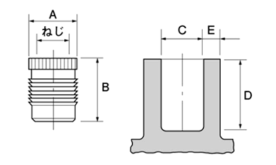 黄銅 フィンロック (FL型)の寸法図
