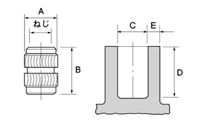 黄銅 ヒートロック (HL型)の寸法図
