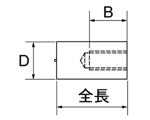 ステンレス めねじスタッド SUS-TP型(外径＝8) アジア技研の寸法図