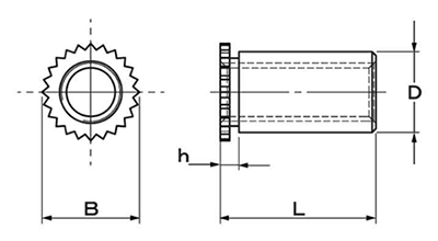 鉄 細径セルスペーサー(スルータイプ) DFB-M●-●の寸法図