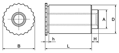 鉄 段付きセルスペーサー(DFBD-M●-●S)の寸法図