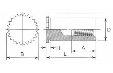 鉄 セルスペーサー(クローズドタイプ) DFB-M●-SCの寸法図