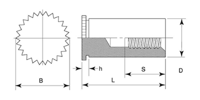 鉄 薄板用セルスペーサー(クローズドタイプ) DFC-M●-SCの寸法図