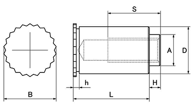鉄 段付きセルスペーサー(DFBD-M●-●SC)の寸法図