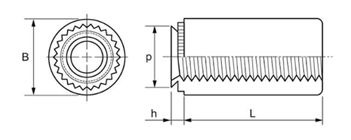 鉄 FSスペーサー FSH-M●-1(板厚1.0mm以上)の寸法図