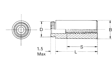 鉄 ボーセイ クリンチング ブローチングスペーサー(TKFE)の寸法図