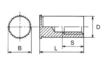 鉄 ボーセイ クリンチング スペーサ(TBDF)ブラインドタイプの寸法図