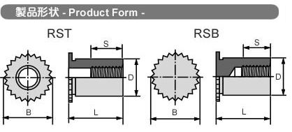 鉄 ユーロテック ラウンドスペーサー(RST)スルータイプ(その他サイズ)の寸法図