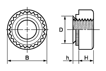 鉄 ファブエース クリンチングナット (RK)の寸法図