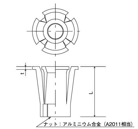 ナイロンナットインサート(樹脂製)(輸入品)の寸法図