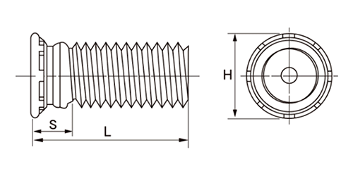 鉄 PEM クリンチングスタッド(FHL)(フラッシュスモールヘッドスタッド)の寸法図