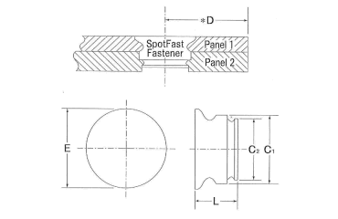 鉄 PEM スポットファスト (SF-両面フルフラット仕上げ用)の寸法図