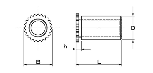 ステンレス セルスペーサー細径(スルータイプ)(DFSB-M●-●)の寸法図