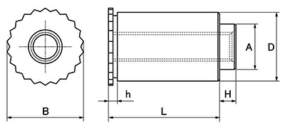 ステンレス 段付きセルスペーサー(DFSBD-M●-●S)の寸法図