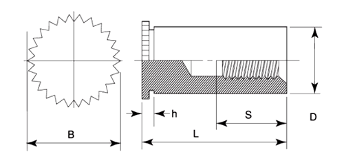 ステンレス セルスペーサー(DFD-M●-●SC) クローズドタイプ (相手材SUS304用)の寸法図