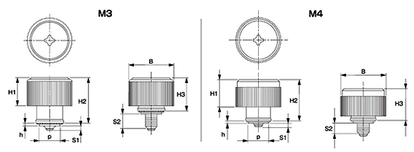 ステンレス セルクレストファスナー(SK30タイプ)の寸法図