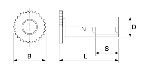 ステンレス ボーセイ クリンチング スペーサ(TDFS4.2)スルータイプの寸法図