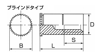 ステンレス ボーセイ クリンチングスペーサ(TBDFSS)ブラインドタイプ(相手母材：SUS304用)の寸法図