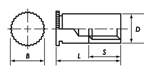 ステンレス セルフクリンチングスペーサー(ブラインドタイプ)(CKSB-M)(コーマ製)の寸法図