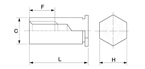ステンレス PEM クリンチングスペーサ BSO4(ブラインドタイプ)の寸法図