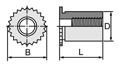 アルミ クリンチング ラウンドスペーサー(スルータイプ)(ユーロテック)の寸法図