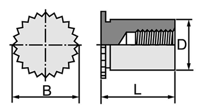 アルミ クリンチング ラウンドスペーサー(クローズタイプ)(ユーロテック)の寸法図