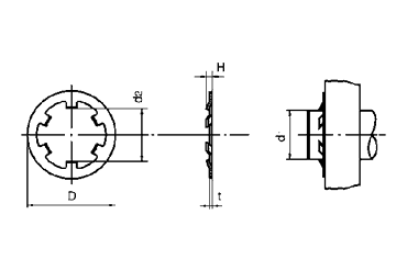 鉄 CA止め輪(軸用)(大陽ステン製)の寸法図
