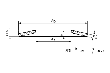 ステンレス 皿ばね 軽荷重用 (大陽ステンレス製)(機能用ばね)の寸法図