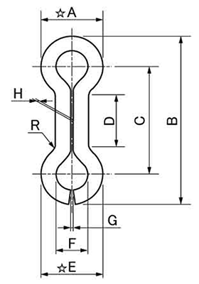 ステンレス 八の字リング(エイト環)(大陽ステン製)の寸法図