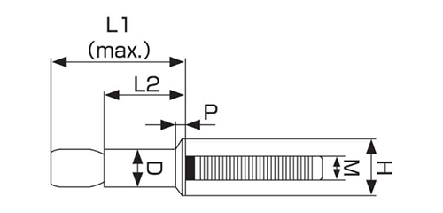 アルミ-アルミ POPウルトラグリップ(ブラインド)リベット AK-UG(皿頭)(耐振動品)の寸法図