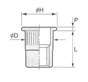 鉄 POP ソフトセットナット SPH■R-WB 熱可塑性母材用の寸法図
