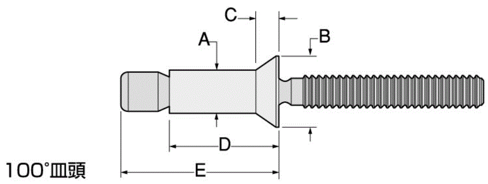 ハック マグナロック (皿頭-アルミ) MGL-Bの寸法図