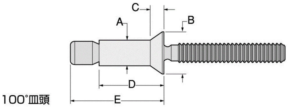 ハック マグナロック (皿頭-鉄) MGL-Rの寸法図