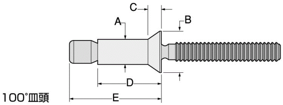 ハック マグナロック (皿頭-ステン) MGL-Uの寸法図