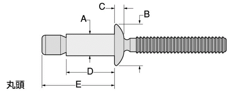ハック マグナロック (丸頭-鉄) MGLP-Rの寸法図