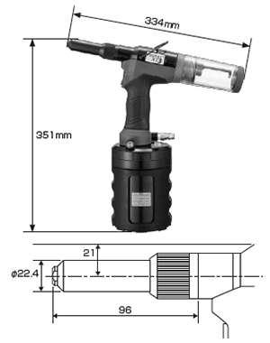 POPリベットツール(空油圧式プロ用ツール) PROSET XT3 (タイプ大)