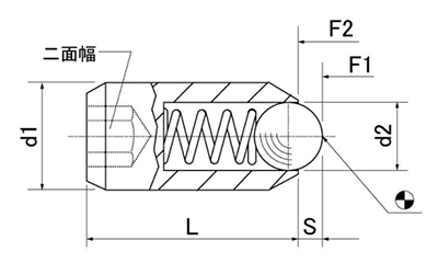 スプリングプランジャ ボール(六角穴付・標準圧)(ロームヘルド・ハルダー)の寸法図