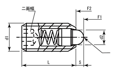 HALDER スプリング プランジャ スラストピン(六角穴)(バネ圧：強)(22030-01)の寸法図