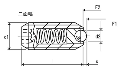 HALDER スプリング・ボールプランジャ 回転(六角穴)(バネ圧：標準)(22031-00)の寸法図