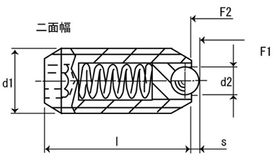 HALDER スプリング・ボールプランジャ 回転(六角穴)(バネ圧：強)(22031-00)の寸法図