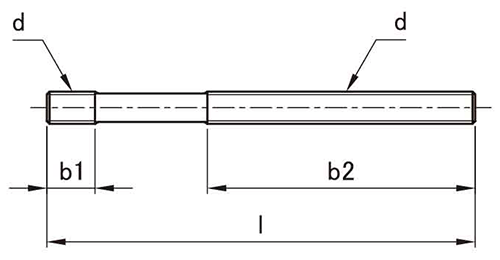 鋼 スタッドボルト(両端ねじ)(ロームヘルド・ハルダー)の寸法図