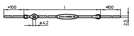 ハルダー 保持ケーブル(両端固定部付/グレー)(22400-097●)の寸法図